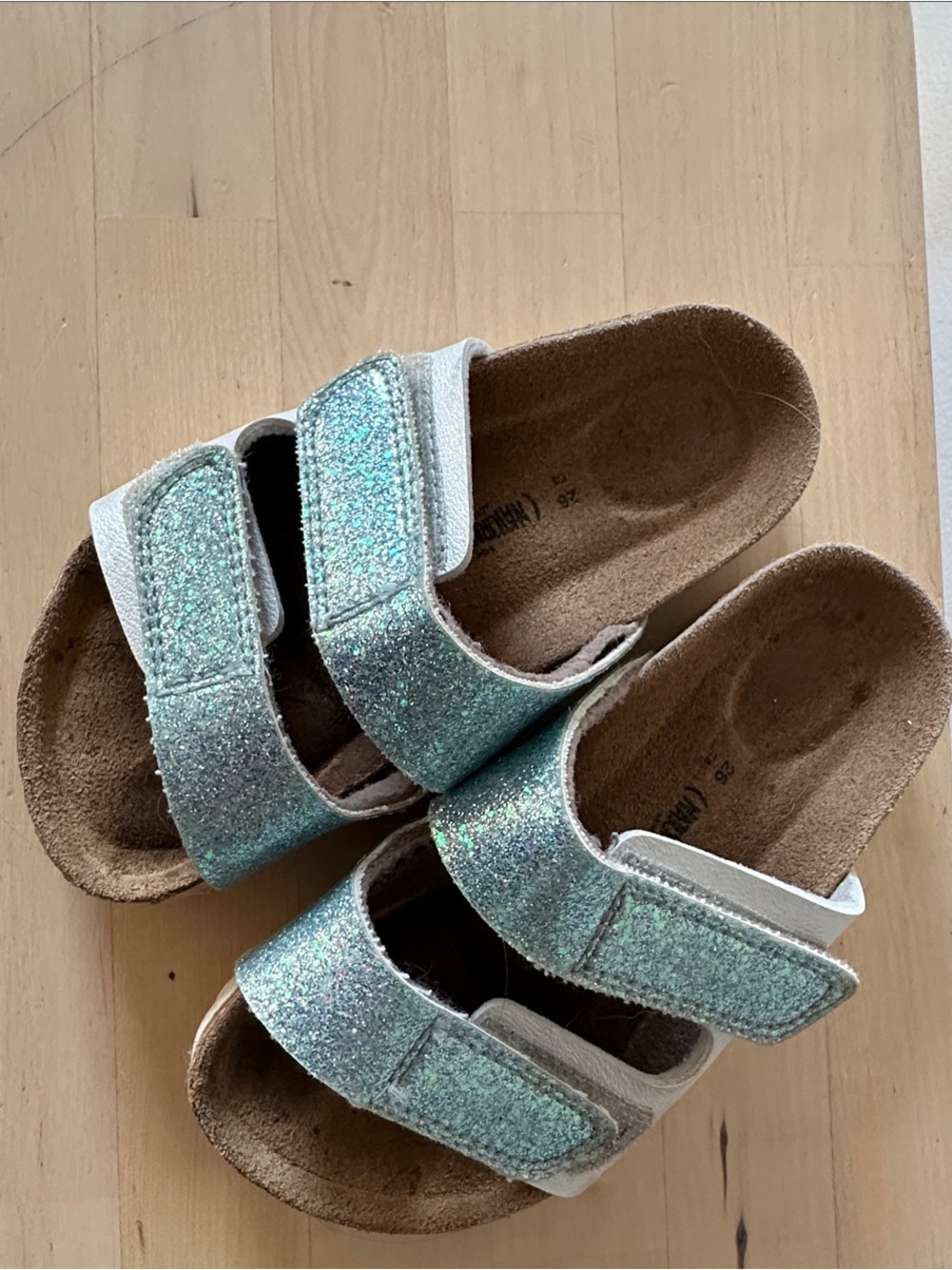 Kids Glitter Slide Sandals - Teal Sparkle